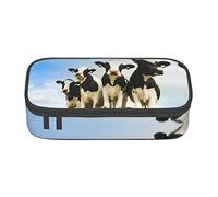 Melbrakin Grande Trousse à Crayons en Forme de Vache Mignonne, Trousse de Maquillage Multicouche avec imprimé Mignon pour Femmes et Hommes