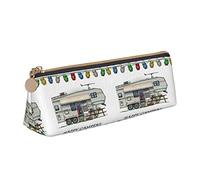 Melbrakin Happy Camper Jolie Trousse à Crayons, Trousse de Maquillage en Cuir imprimé pour Filles, garçons, école, Bureau