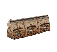 Melbrakin Happy Fall Camper Trousse Mignonne en Cuir imprimé pour Filles, garçons, école, Bureau