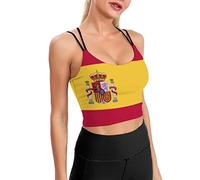 Melbrakin Haut Court avec Drapeau Espagnol pour Femme, débardeur, Chemise, Soutien-Gorge de Yoga