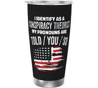 Melbrakin Je m'identifie comme un théoricien du complot Les pronoms vous sont dits donc Gobelet isolé sous vide en acier inoxydable Tasses à café de 20 oz Tasse de voyage Tasse d'eau