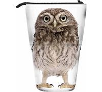 Melbrakin Little Owl Trousse à Crayons télescopique avec Fermeture à glissière pour Femmes Hommes garçons Filles Athene Debout à la Recherche d'un Oiseau Mignon Portrait isolé