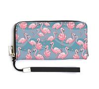 Melbrakin Mignon Oiseau Africain Rose Flamant Rose Portefeuille pour Femme Portefeuilles de Grande capacité pour Dames Pochettes Longues imprimé Sac à Main en PU avec Fermeture à glissière