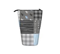 Melbrakin Moose Patchwork Quilt Télescopique Trousse Organisateur Stand-Up Pochette Cosmétiques Sac De Maquillage Papeterie Stylo Cas