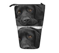 Melbrakin Noir Lab Labrador Chien Chiot Mignon Chien étui à Crayons, Pochette à Crayons sur Pied, étui à Crayons télescopique Support Porte-Crayons Stylo Sac