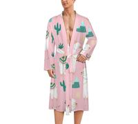 Melbrakin Peignoir de bain léger à manches longues et motif lamas, alpagas et cactus