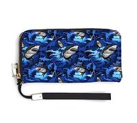 Melbrakin Porte-Monnaie pour Femmes Portefeuilles Grande capacité Sac à Main à glissière Sac à Main pour Filles Dames Compatible avec Le Portefeuille Cool Dinosaure et Requins de l'océan