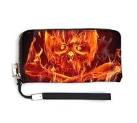 Melbrakin Portefeuille à Fermeture éclair de Grande capacité pour Filles et Femmes, Compatible avec Les modèles Fire Flaming Skull Crossbones