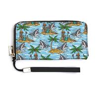 Melbrakin Portefeuille à Fermeture éclair de Grande capacité pour Filles et Femmes, Compatible avec Sea Beach Skeleton Palm Tree Shark