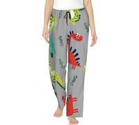 Melbrakin Pyjama Long décontracté pour femmes, dinosaure mignon, pantalon de salon, vêtements de nuit avec cordon de serrage