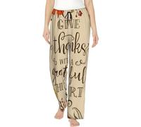 Melbrakin Pyjama Long décontracté pour femmes, Thanksgiving avec un cœur reconnaissant, pantalon de salon, vêtements de nuit avec cordon de serrage