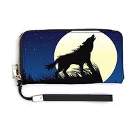 Melbrakin Sac à Main à Fermeture éclair de Grande capacité pour Femme, Sac à Main pour Filles et Dames, étui pour téléphone Portable, Compatible avec Le Portefeuille Wolf Howling on The Full Moon