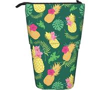 Melbrakin Sac de Papeterie Pop-up Fond Vert Fleur pin Support télescopique étui à Papeterie Support rétractable Trousse à Crayons Pochette à Crayons Rangement Portable adapté au Bureau de l'école