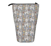 Melbrakin Shih Tzu café Mignon Jouet Races Chien Gris étui à Crayons, Pochette à Crayons sur Pied, étui à Crayons télescopique Support Porte-Crayons Stylo Sac