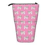 Melbrakin Shih Tzu Mignon Rose Shih Tzu Chien Manteau Doux étui à Crayons, Pochette à Crayons Debout, étui à Crayons télescopique Support Porte-Crayons Stylo Sac