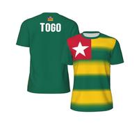 Melbrakin T-Shirt en Jersey Mesh avec Drapeau du Togo, dégradé 4 Couleurs et Impression 3D, idéal pour la Course à Pied, Le Cyclisme, Le Football, Le Tennis et Le Fitness.