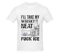 Melbrakin T-Shirt Unisexe « Je prendrai Mon Whisky Pur, Parce Que j'en AI Rien à Foutre de la Glace », col Rond, en Coton.