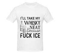 Melbrakin T-Shirt Unisexe « Je prendrai Mon Whisky Pur, Parce Que j'en AI Rien à Foutre de la Glace », col Rond, en Coton.