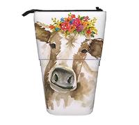 Melbrakin Trousse à Crayons de Vache Aquarelle Mignonne, Pochette à Crayons sur Pied, Trousse à Crayons télescopique Porte-Crayon Porte-Stylo