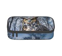 Melbrakin Trousse à Crayons en Forme de Hibou Assis avec clôture d'arbre, Grande capacité pour Filles et garçons, étui en Polyester imprimé pour l'école et Le Bureau