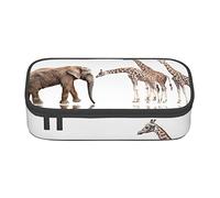Melbrakin Trousse à Crayons Girafe et éléphant Grande capacité pour Filles et garçons en Polyester imprimé pour école et Bureau