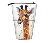 Melbrakin Trousse à Crayons imprimée Aquarelle bébé Girafe, Pochette à Crayons sur Pied, Trousse à Crayons télescopique Porte-Crayon Porte-Stylo Sac