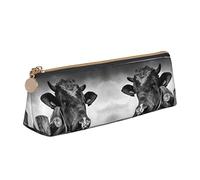 Melbrakin Trousse à Crayons Mignonne avec clôture en Bois de Vache, Trousse de Maquillage en Cuir imprimé pour Filles, garçons, école, Bureau