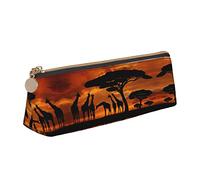 Melbrakin Trousse à Crayons Mignonne avec Motif Girafe sous l'arbre en Afrique, Trousse de Maquillage en Cuir imprimé pour Filles, garçons, école, Bureau