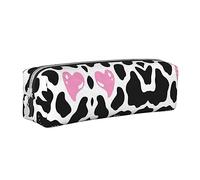 Melbrakin Trousse à Crayons Mignonne en Forme de Vache à Lait Noire et Blanche, Trousse de Maquillage avec Fermeture éclair en Cuir imprimé pour Homme et Femme