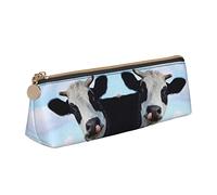 Melbrakin Trousse à Crayons Mignonne en Forme de Vache, Trousse de Maquillage en Cuir imprimé pour Filles, garçons, école, Bureau