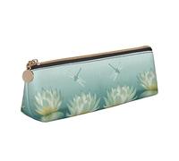 Melbrakin Trousse à Crayons Mignonne Libellule avec nénuphar, Trousse de Maquillage en Cuir imprimé pour Filles, garçons, école, Bureau