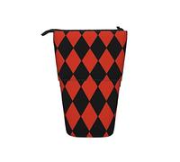 Melbrakin Trousse à Crayons télescopique Harlequin Diamonds Noir et Rouge Organisateur Debout Pochette à cosmétiques Trousse de Maquillage Papeterie étui à Stylo