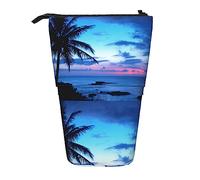 Melbrakin Trousse à Crayons télescopique Tropical Island Beach Ocean Pink Blue Sunset