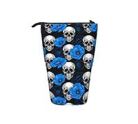 Melbrakin Trousse à Crayons tête de Mort Bleu Pavot Fleur Stylo Support télescopique Papeterie Support de Rangement Pochette Fournitures Scolaires pour étudiant Artiste Bureau infirmière