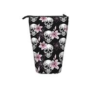 Melbrakin Trousse à Crayons tête de Mort Fleur de lys Stylo Support télescopique Papeterie Support de Rangement Pochette Fournitures Scolaires pour étudiant Artiste Bureau infirmière