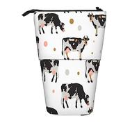 Melbrakin Trousse à Crayons Vache Noire tachetée de Lait, Pochette à Crayons, Porte-Crayon télescopique Porte-Crayon Sac à Stylo