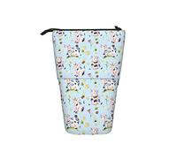 Melbrakin Trousse à Crayons Vache Printemps Fleur Stylo Support télescopique Papeterie Support de Rangement Pochette Fournitures Scolaires pour étudiant Artiste Bureau infirmière