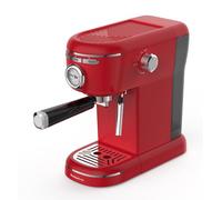 Melchioni Aromatica Plus Machine à café 3 en 1 compatible capsules Nespresso et café moulu, pression 15 bar, 1100 W, réservoir 1,2 l, mousseur à lait intégré, rouge