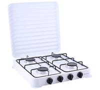Melchioni Family | Cuisinière à gaz modèle MINERVA NEW, quatre feux, couleur blanche, pour utilisation en extérieur, avec grille et feux amovibles et couvercle