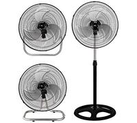 Melchioni Family MF1712TRIO Ventilateur 45 cm 3 vitesses table-lampadaire-mur, acier
