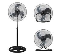 Melchioni Family Ventilateur industriel 3 en 1 au sol, mur, table, 3 vitesses, oscillation, 3 pales métalliques, 45 W, silencieux, noir