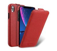 MELCKO Étui pour Apple iPhone XR (6,1 pouces) - Extérieur en cuir enduit - Étui de protection rabattable ultra fin - Rouge