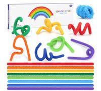 Meleager Bâtons Sensoriels en Silicone, Sensory Stick, Lot de 8 Jouets Sensoriels Texturés Bâtons, Texturés Corde Fidget Bâtons, Idéal pour Autisme, TDAH, Anxiété-Enfants et Adultes (Style C)