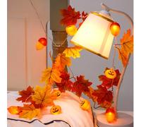Meleager Guirlande Lumineuse Automne, 1.5M 10 LED Lumières de Feuille d'Érable et Gland, Guirlande Lumineuse à Piles pour décorer Fenêtres, Tables, Manger pour Automne, Thanksgiving, Halloween, Noël
