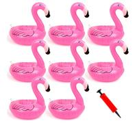 Meleager Porte-gobelets gonflables 8 pièces，Flamant Rose Porte gobelets Gonflable ，Porte-gobelet Flottant pour Beach Party Hawaii Party Piscine Plage，Décoration pour Garçons et Filles