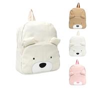 Meleager Sacs d'école pour Enfants Petit Ours, Sac d'école Maternelle en Velours Côtelé Blanc, Sacs d'école Maternelle Garçons et Filles