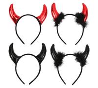 Meleager Serre Tete Halloween, Cornes de Diable, Bandeau Noir + Rouge, Accessoires pour Cosplay Carnaval