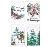 Meleager Torchon Noel, Lot de 4 Torchons de Cuisine en Polyester pour Noël, Essuie Main Noel Blanc Cassé Vert, Christmas Kitchen Towels, Deco Noel Table, Cadeau ou Décoration de Cuisine Accesoire