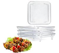 Melearch accessoires air fryer de 7,8 pouces, grille air fryer, support de déshydrateur empilable en acier inoxydable, accessoires pour friteuses carré, lot de 3 - Passe au four et au lave-vaisselle