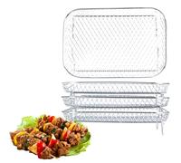 Melearch accessoires air fryer, grille air fryer, support de déshydrateur empilable en acier inoxydable, accessoires pour friteuses rectangulaires, lot de 3 -passe au four et au lave-vaisselle